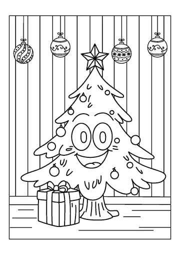 Smiling Christmas Tree coloring page