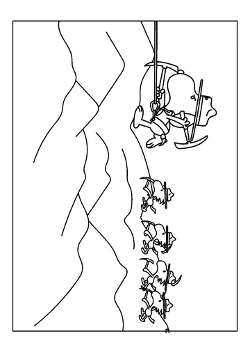 Snoopy Climbing the Mountain coloring page