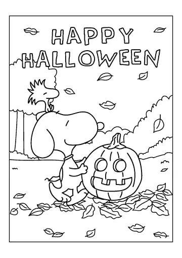 Snoopy and Halloween Pumpkin coloring page