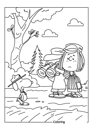 Snoopy and Peppermint Patty coloring page