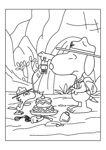 Snoopy and Woodstock coloring page