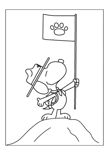 Snoopy is Excited About Camping coloring page