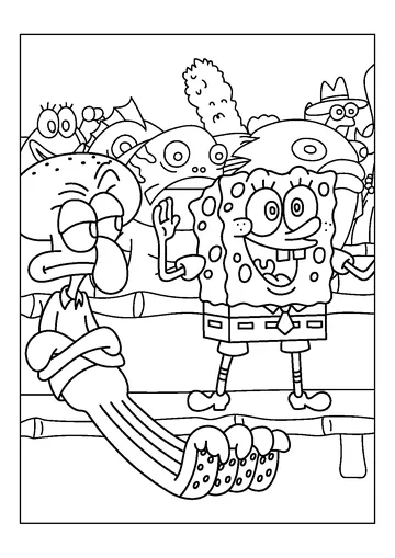Squilliam Fancyson and Spongebob coloring page