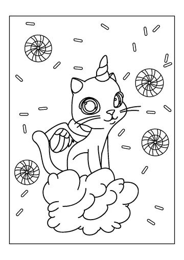Unicorn Cat coloring page