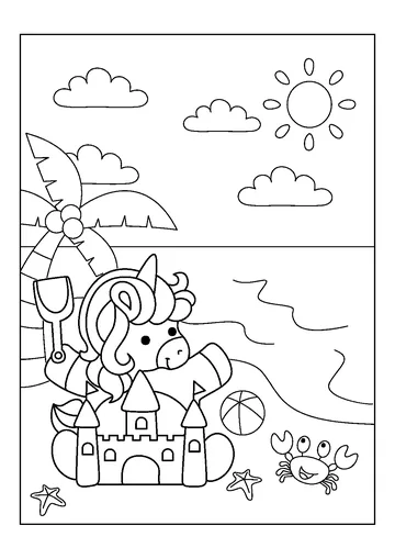 Unicorn in Castle of Ocean coloring page