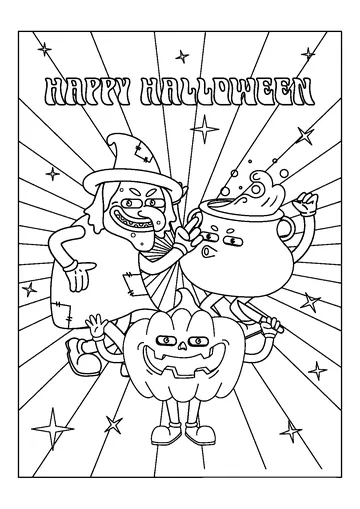 Witch and Poison of Halloween coloring page
