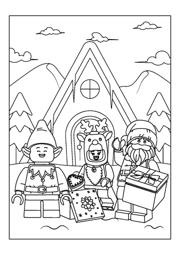 Christmas Minifigure coloring page