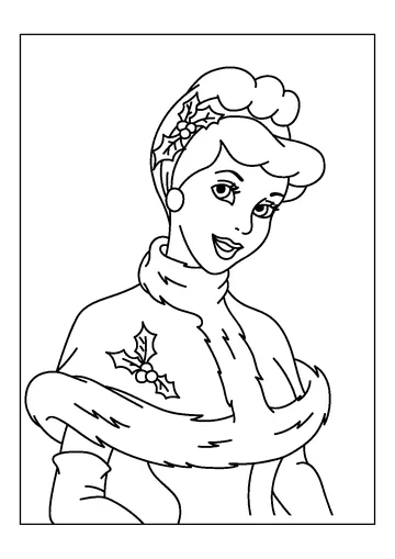 Cinderella In Christmas Dress coloring page