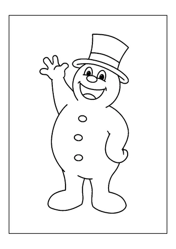 Friendly Snowman Waving coloring page