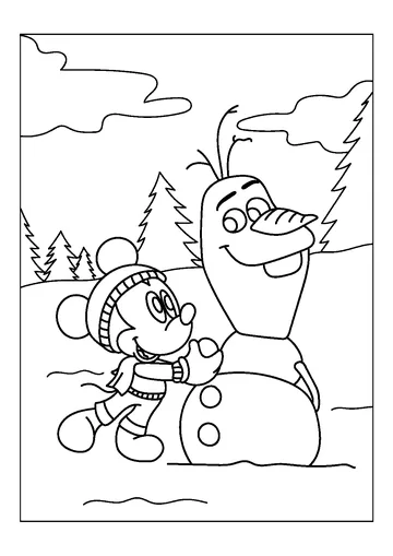 Olaf And Mickey Mouse coloring page