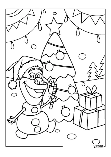 Olaf Celebrating Chrismas coloring page