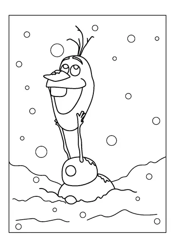 Olaf In Snowy Scene coloring page