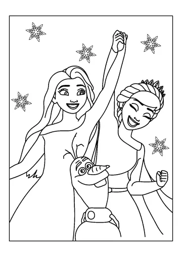 Olaf With Elsa And Anna coloring page