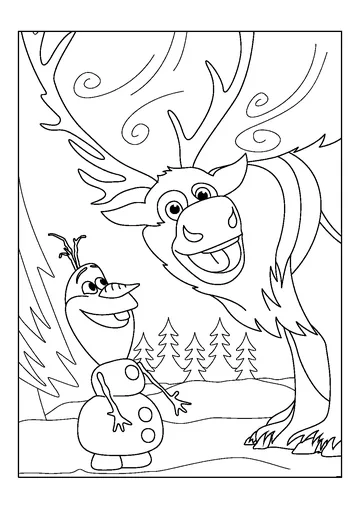 Olaf With Sven coloring page