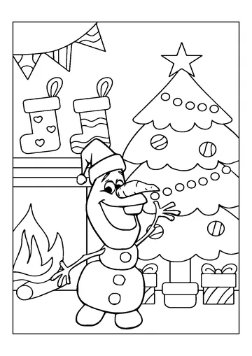 Snowman And Christmas Tree coloring page