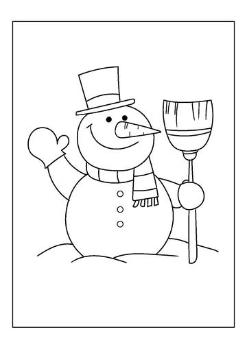 Snowman With Broom coloring page