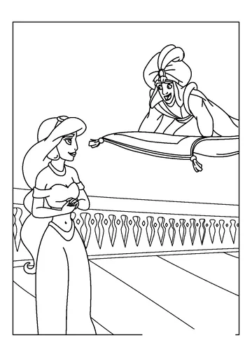 Aladdin and Jasmine coloring page
