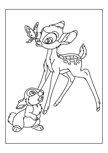 Funny Thumper and Bambi coloring page