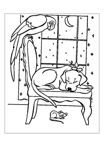 Animal On Christmas Night Christmas coloring page