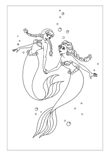 Anna And Elsa As Ariel coloring page