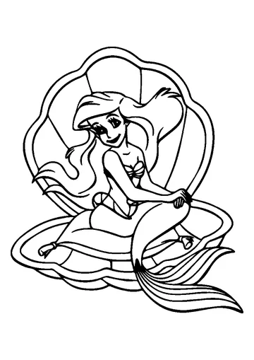Ariel in the shell coloring page