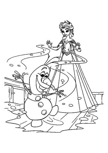 Elsa And Olaf coloring page
