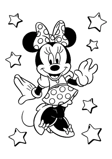 Minnie Mouse with stars coloring page