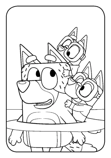 Three Blueys coloring page