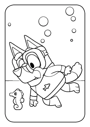 Bluey Underwater coloring page