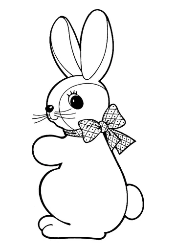 Kawaii Bunny wears a bow tie coloring page