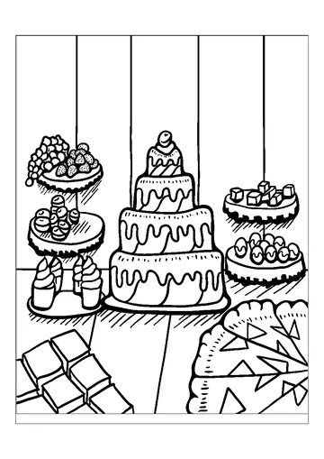 Desserts On The Table coloring page