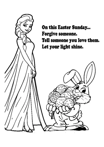 Disney Frozen Elsa With Easter Bunny coloring page