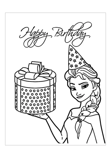 Elsa And Birthday Present coloring page