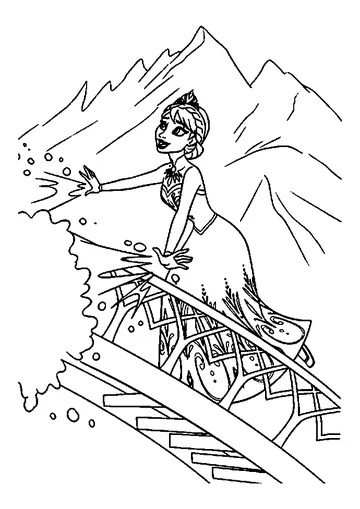 Elsa Using Her Ice Powers coloring page