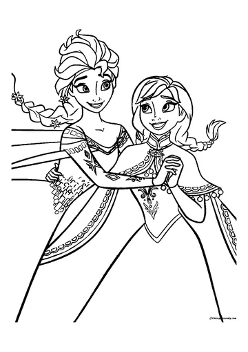 Frozen Anna And Elsa coloring page