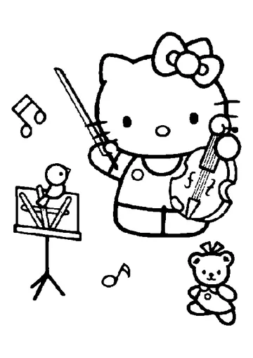 Hello Kitty With Violin coloring page