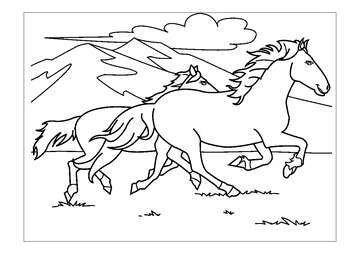 Horses Running Race coloring page