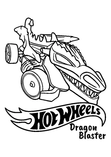 Dragon Blaster Hot Wheels has dragon head in front coloring page