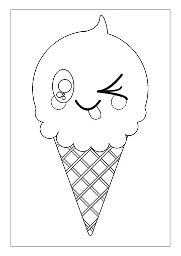Kawaii Ice Cream Cone coloring page