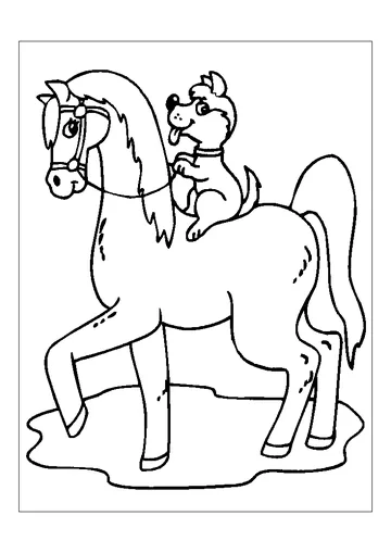 Kid Horse And Puppy Cute coloring page