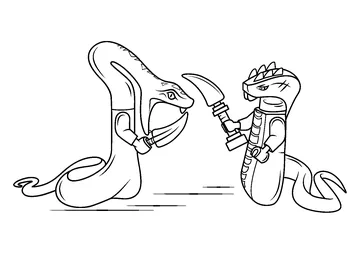Ninjago Snakes Acidicus fights to Pythor coloring page