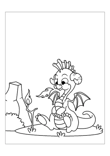 Little Dragon Breathing Fire coloring page