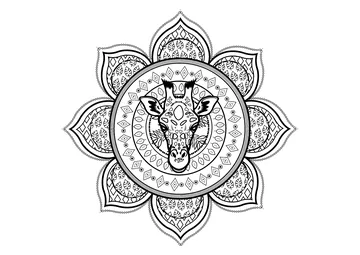 Mandala With A Giraffe coloring page