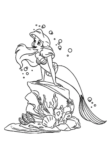 Mermaid on the rock coloring page