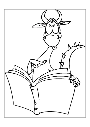 Modest Dragon With A Book coloring page