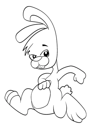Funny bunny running far away coloring page
