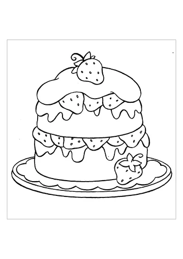 Strawberries Cake coloring page