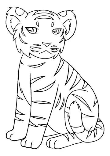 Baby tiger looks so tired coloring page