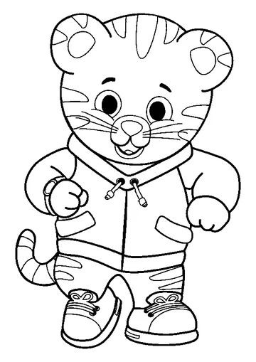 Cute Daniel tiger wears sporty suit coloring page