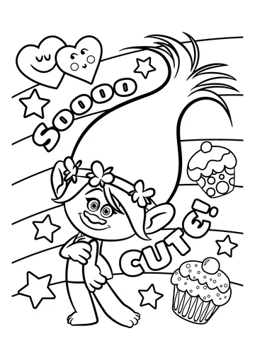 Cute Trolls coloring page